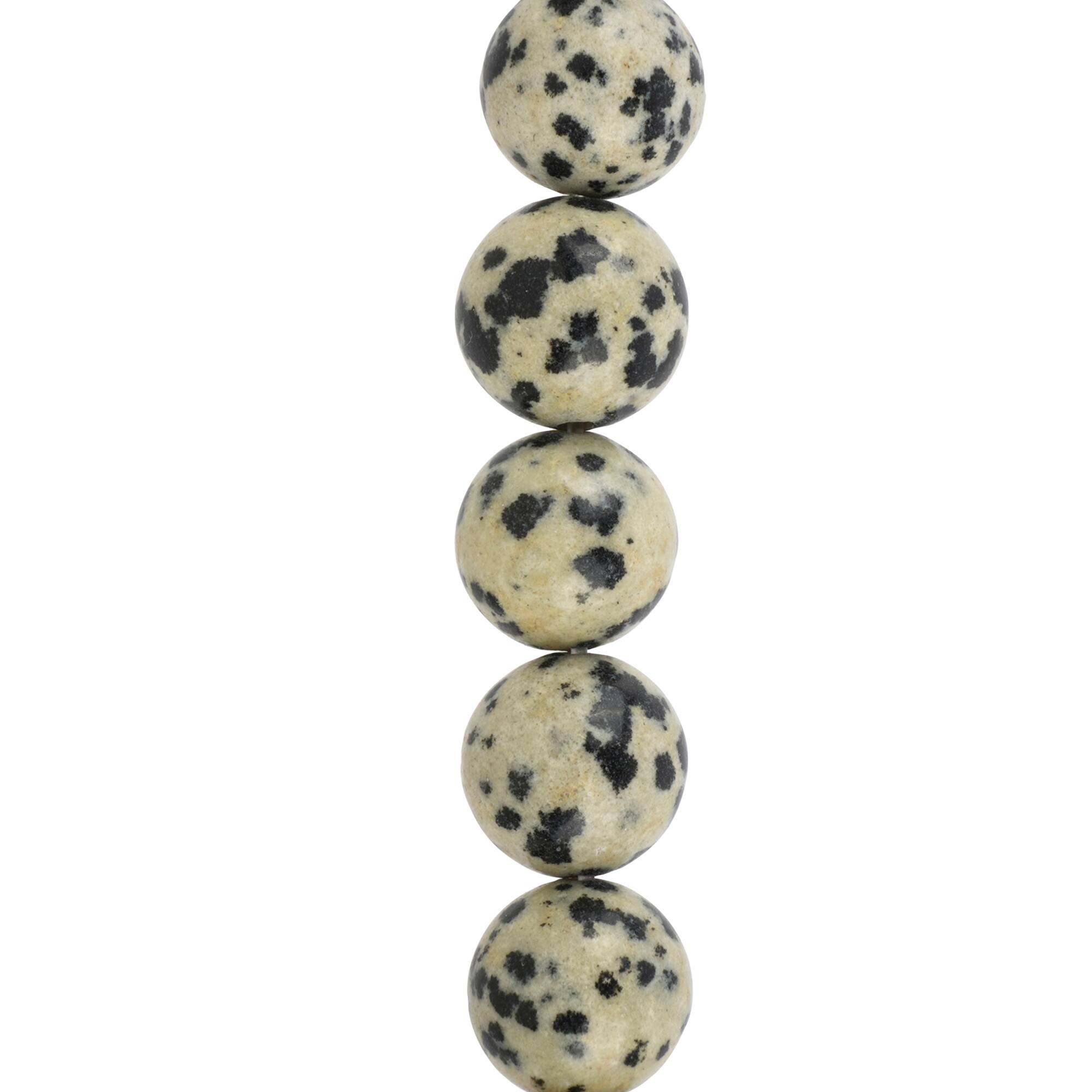 12 Pack: Black & White Dalmatian Jasper Round Beads by Bead Landing